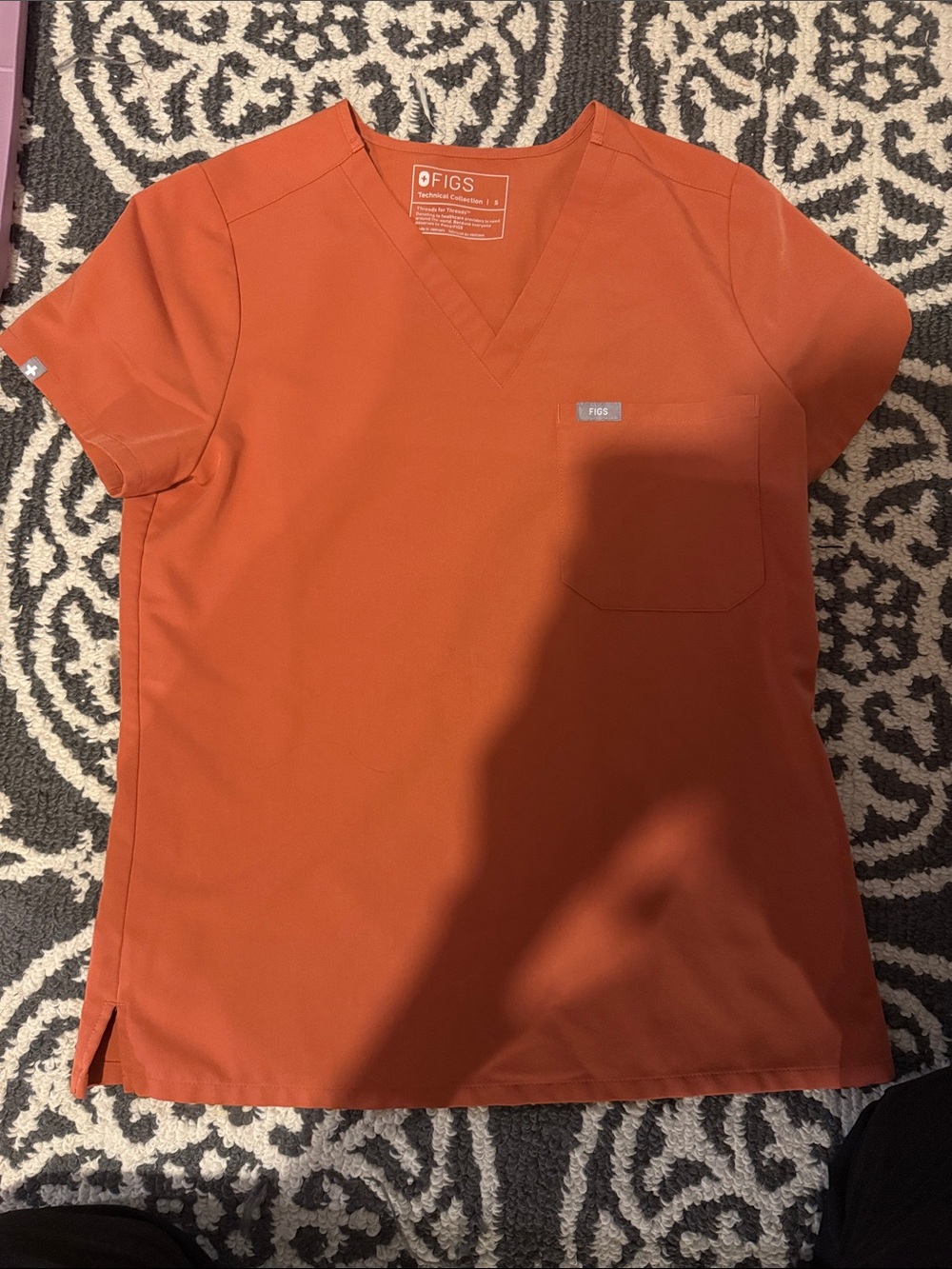FIGS V-Neck Scrub Top in Burnt Orange